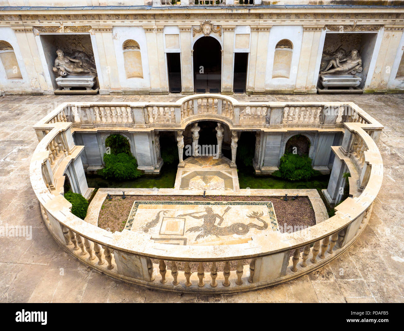 The portico loggia on the lower level of the Nymphaeum - National Etruscan Museum of Villa Giulia - Rome, Italy Stock Photo