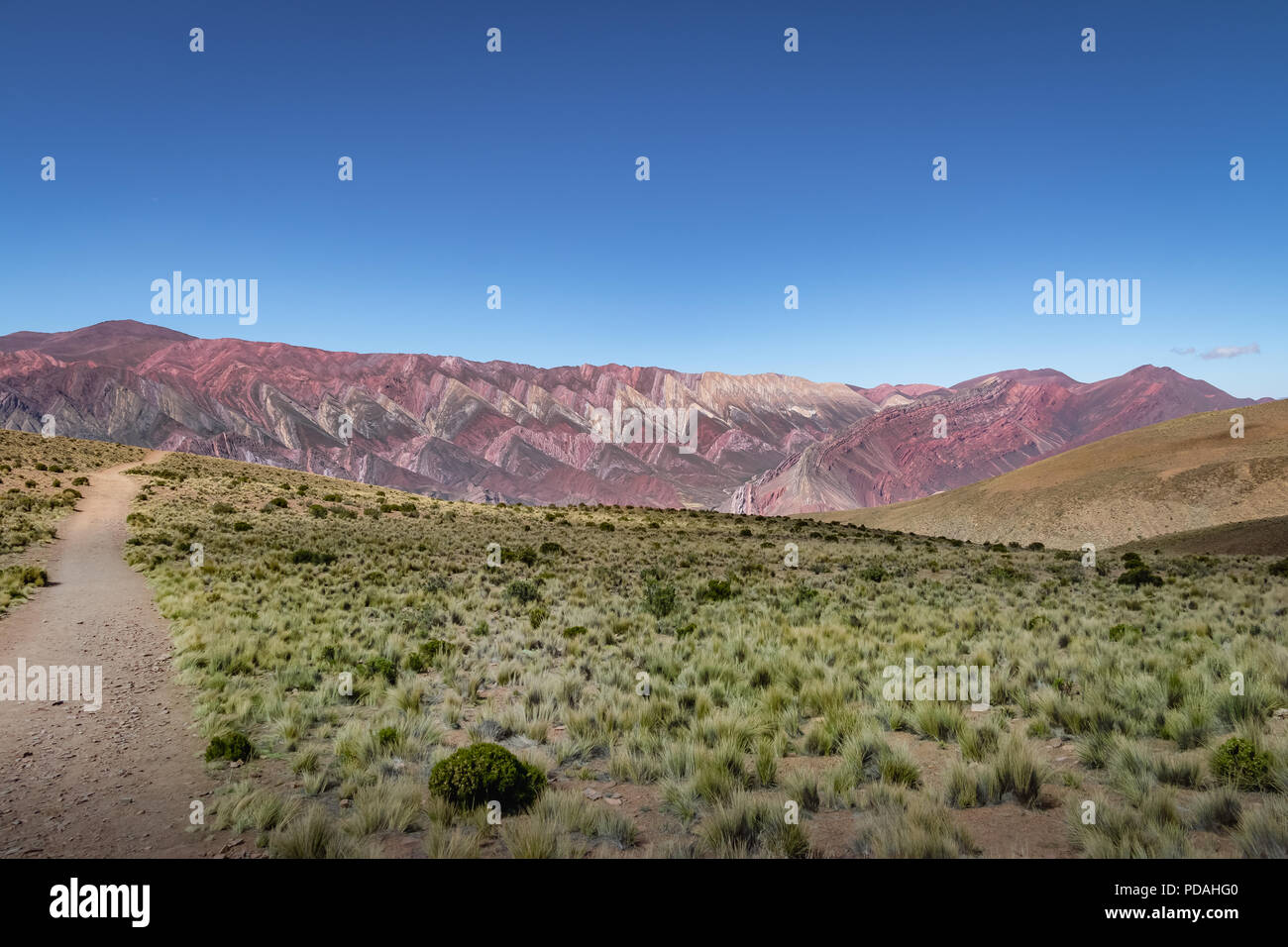 Serrania de Hornocal, the fourteen colors hill at Quebrada de Humahuaca - Humahuaca, Jujuy, Argentina Stock Photo