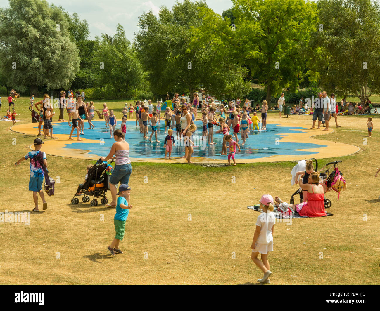 Children and families enjoying the heatwave and sunshine of summer 2018
