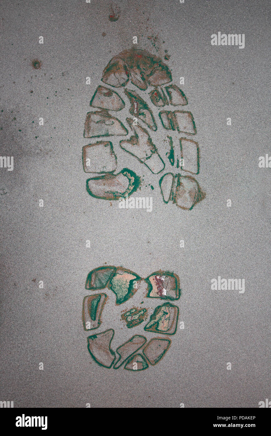 Male footprint in grey powder coating dust Stock Photo Alamy