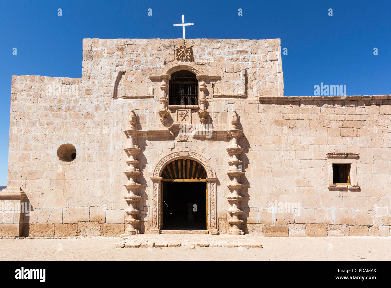 Exterior view of the Jesuit MisioÌn de San Francisco Borja, Baja California, Mexico Stock Photo