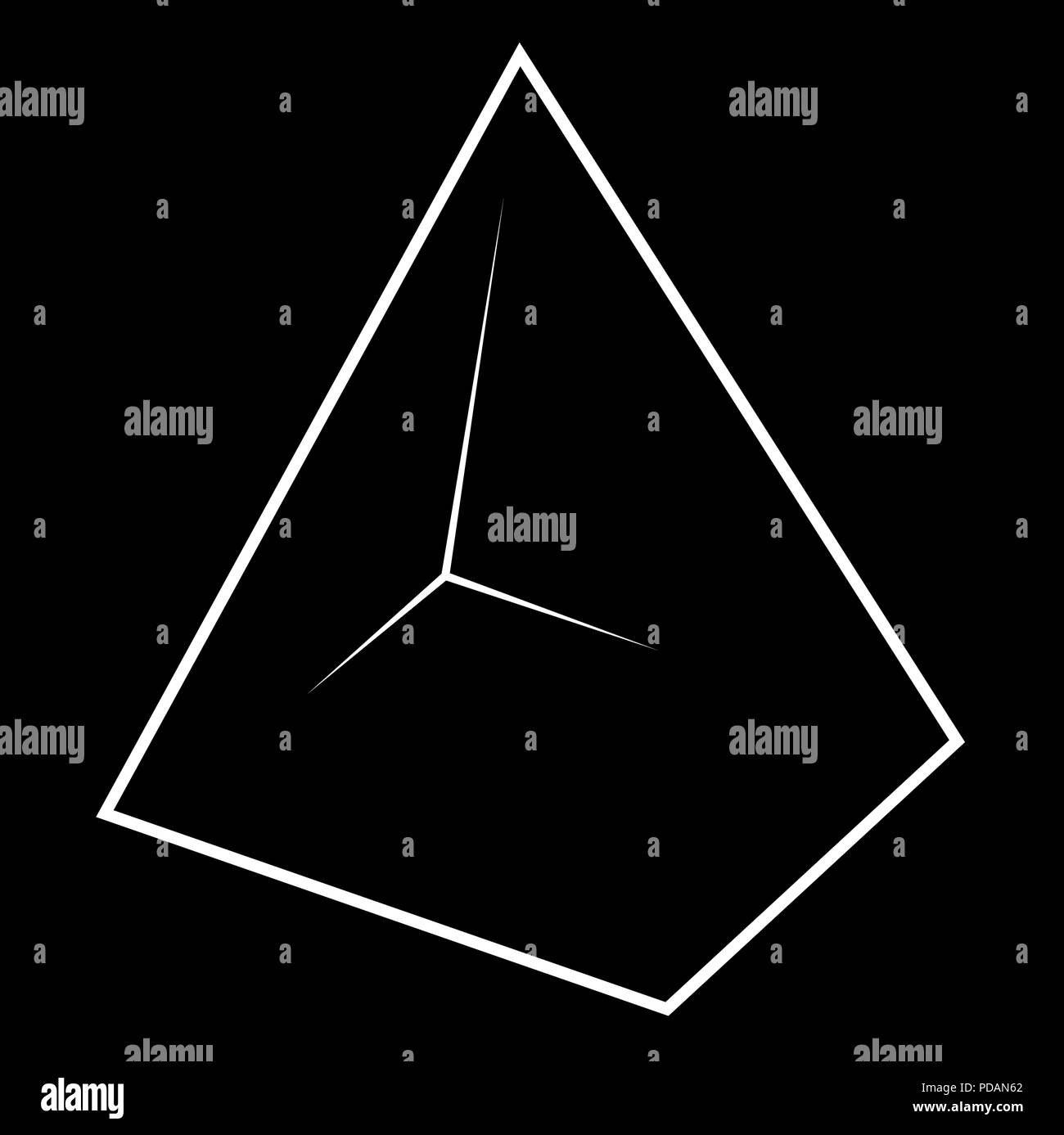 silhouette of a pyramid of lines on a black background geometry minimalist logo Stock Vector