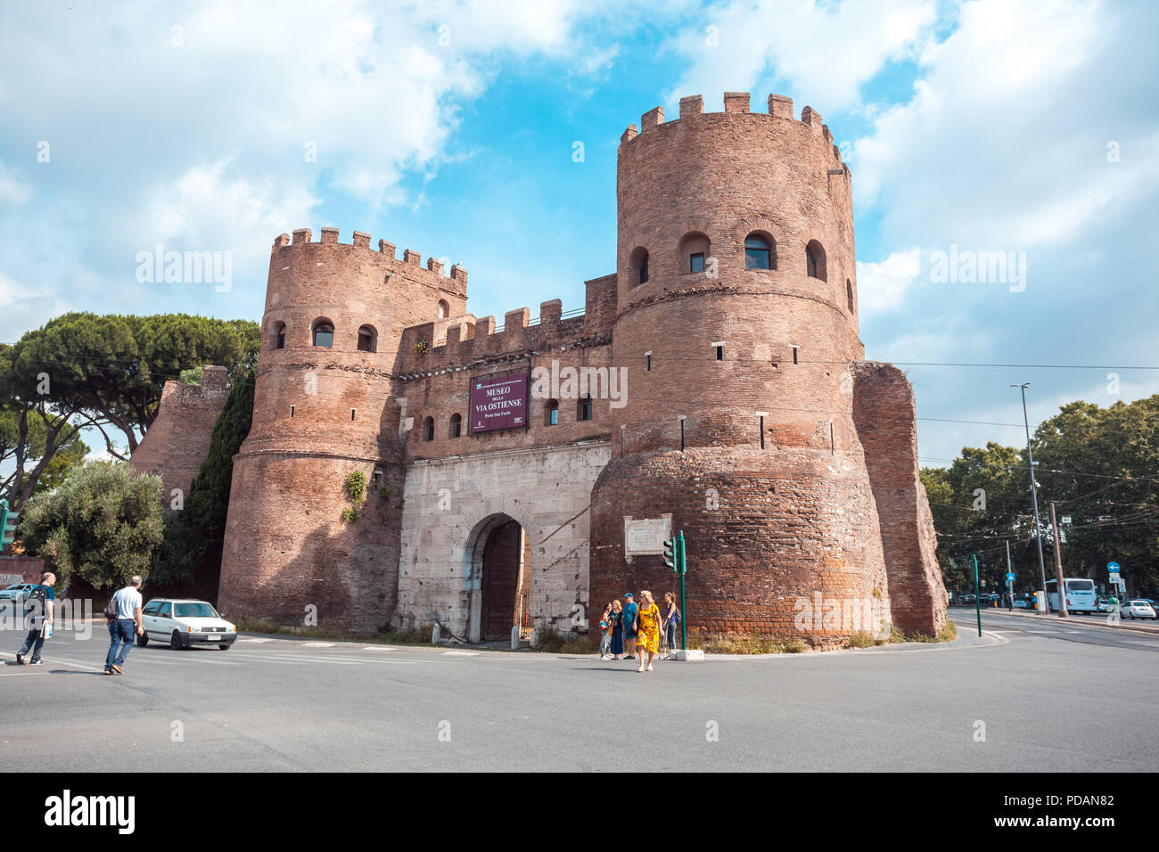 Rome, Italy - 22.06.2018: View of Porta San Paolo in Rome. Originally called Porta Ostiensis. Stock Photo