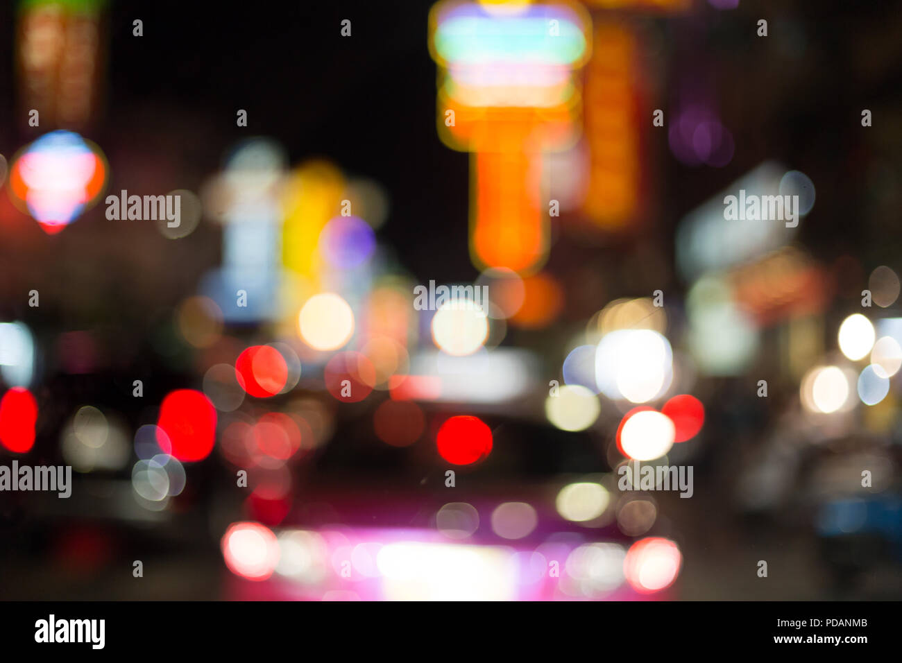 Abstract blurred light bokeh of traffic in city at night Stock Photo ...