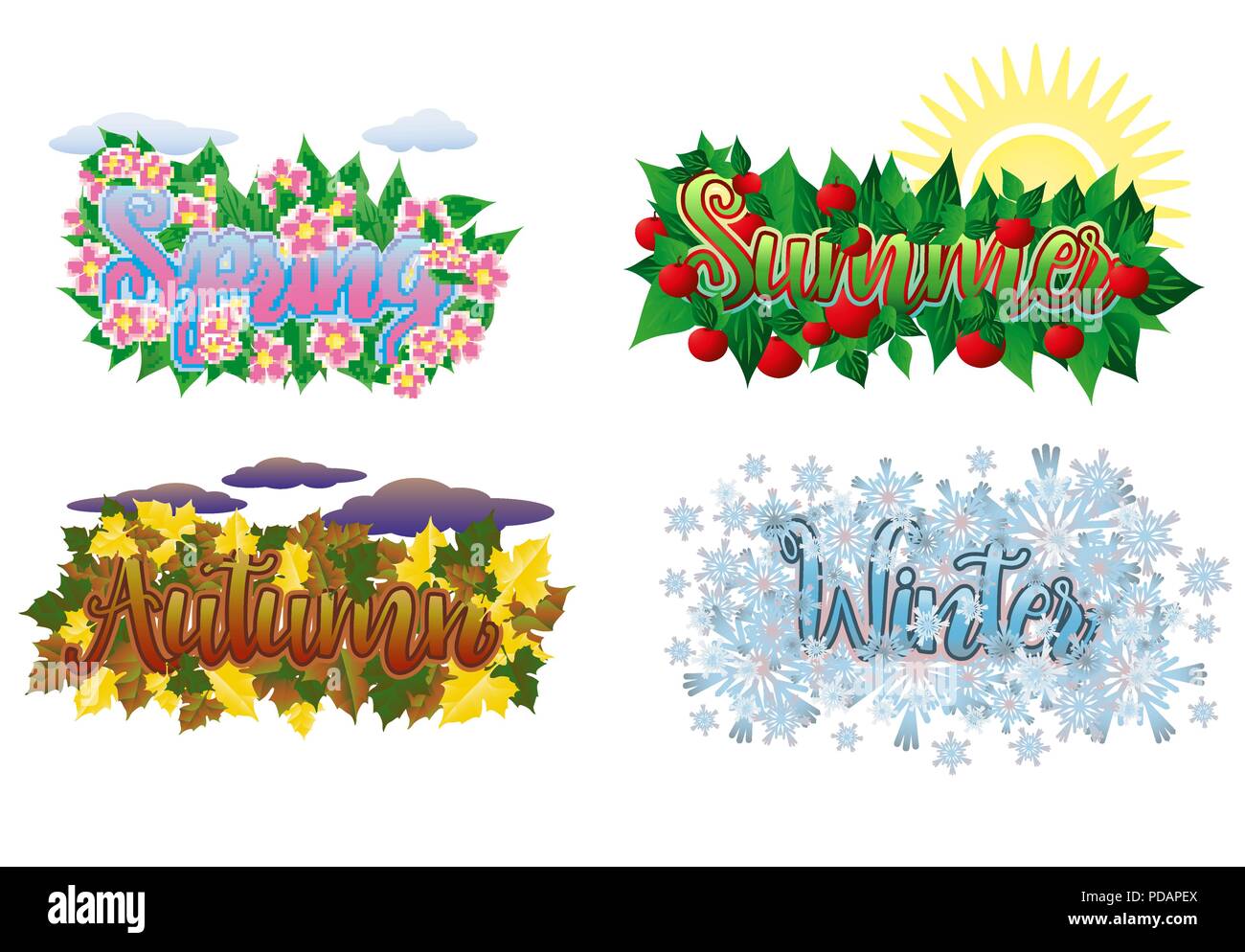 Four seasons word banners, vector illustration Stock Vector Image & Art ...