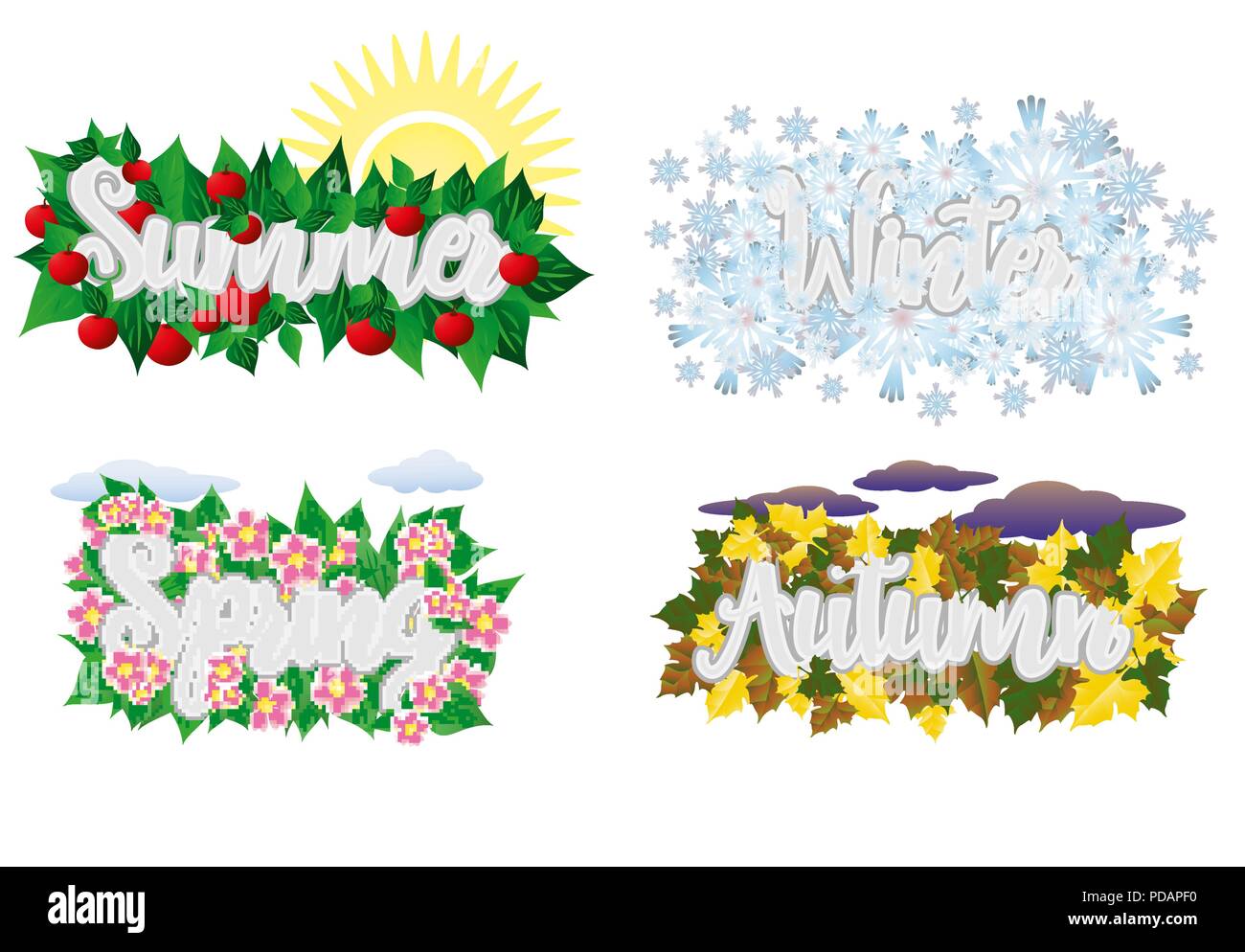 Four seasons word banners, vector illustration Stock Vector Image & Art ...