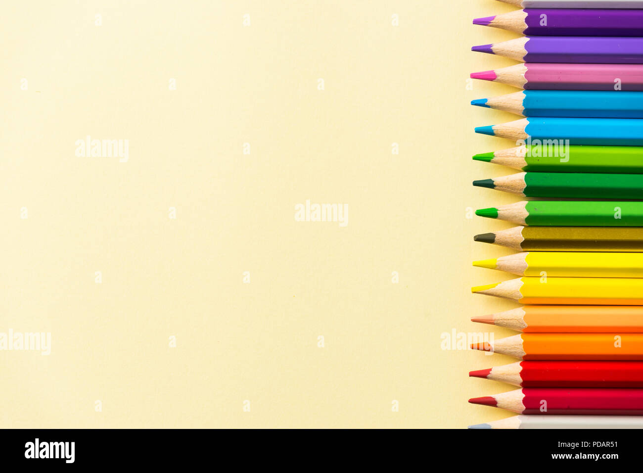 Download Art Concept Top View Of Color Pencil On Yellow Paper Background For Mockup Design Stock Photo Alamy PSD Mockup Templates