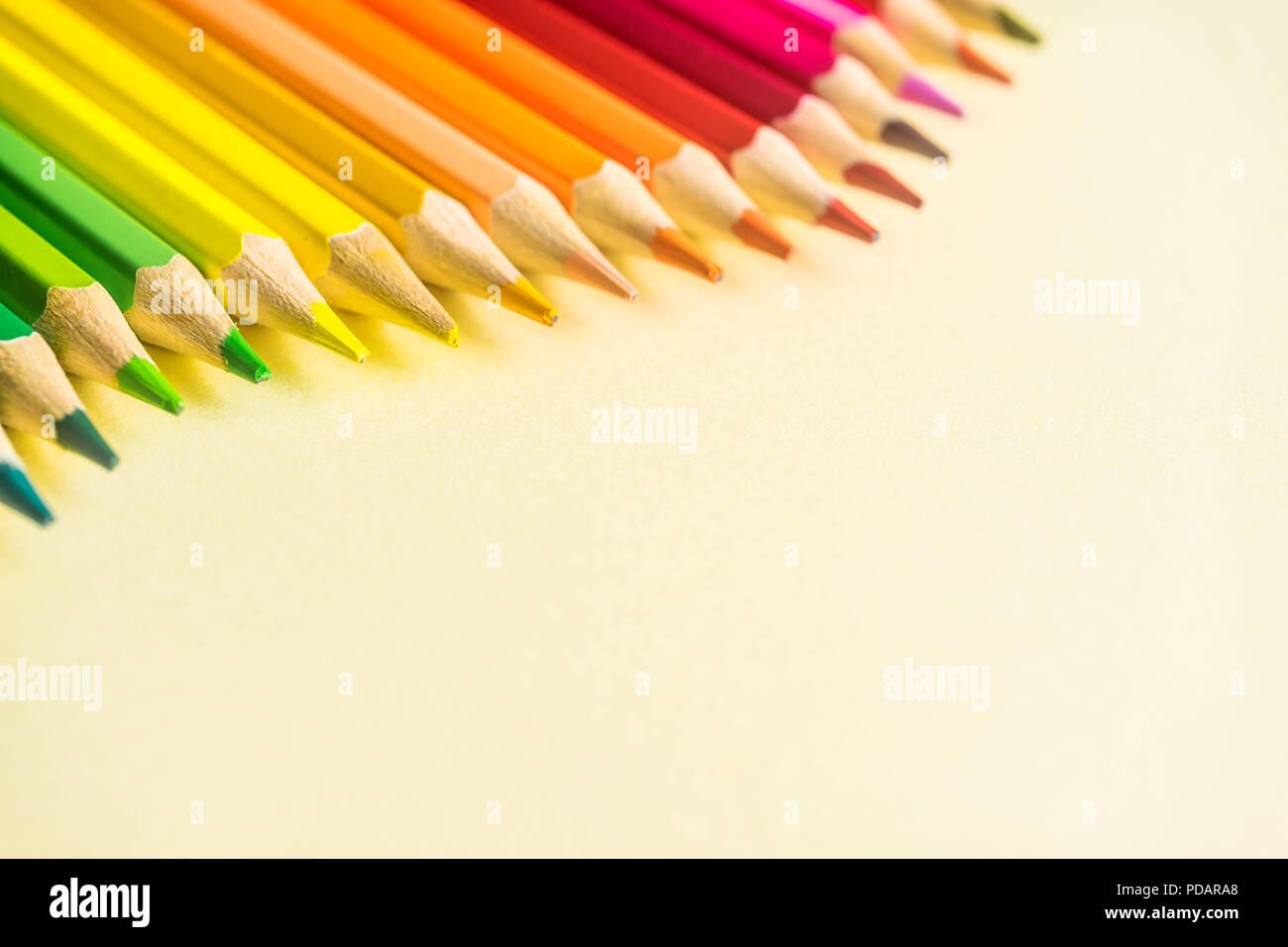 Download Art Concept Top View Of Color Pencil Wave On Yellow Paper Background For Mockup Design Stock Photo Alamy PSD Mockup Templates