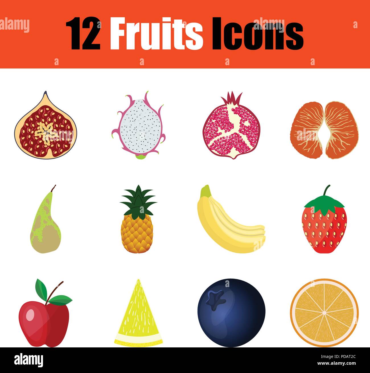 Fruit icon set. Color design. Vector illustration Stock Vector Image ...