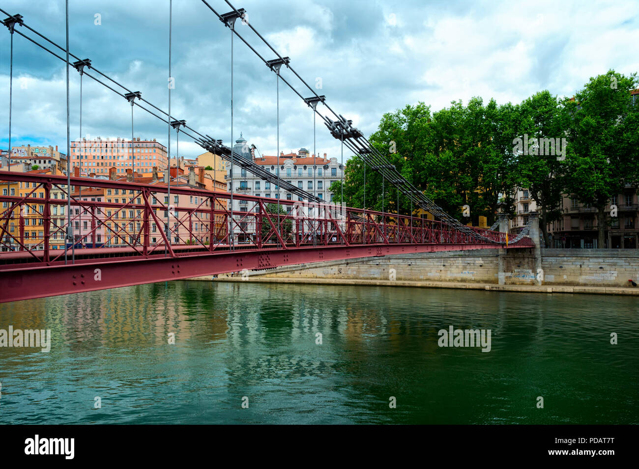Saint Vincent footbridge over the Saone river, Lyon, Rhone Alpes, France Stock Photo