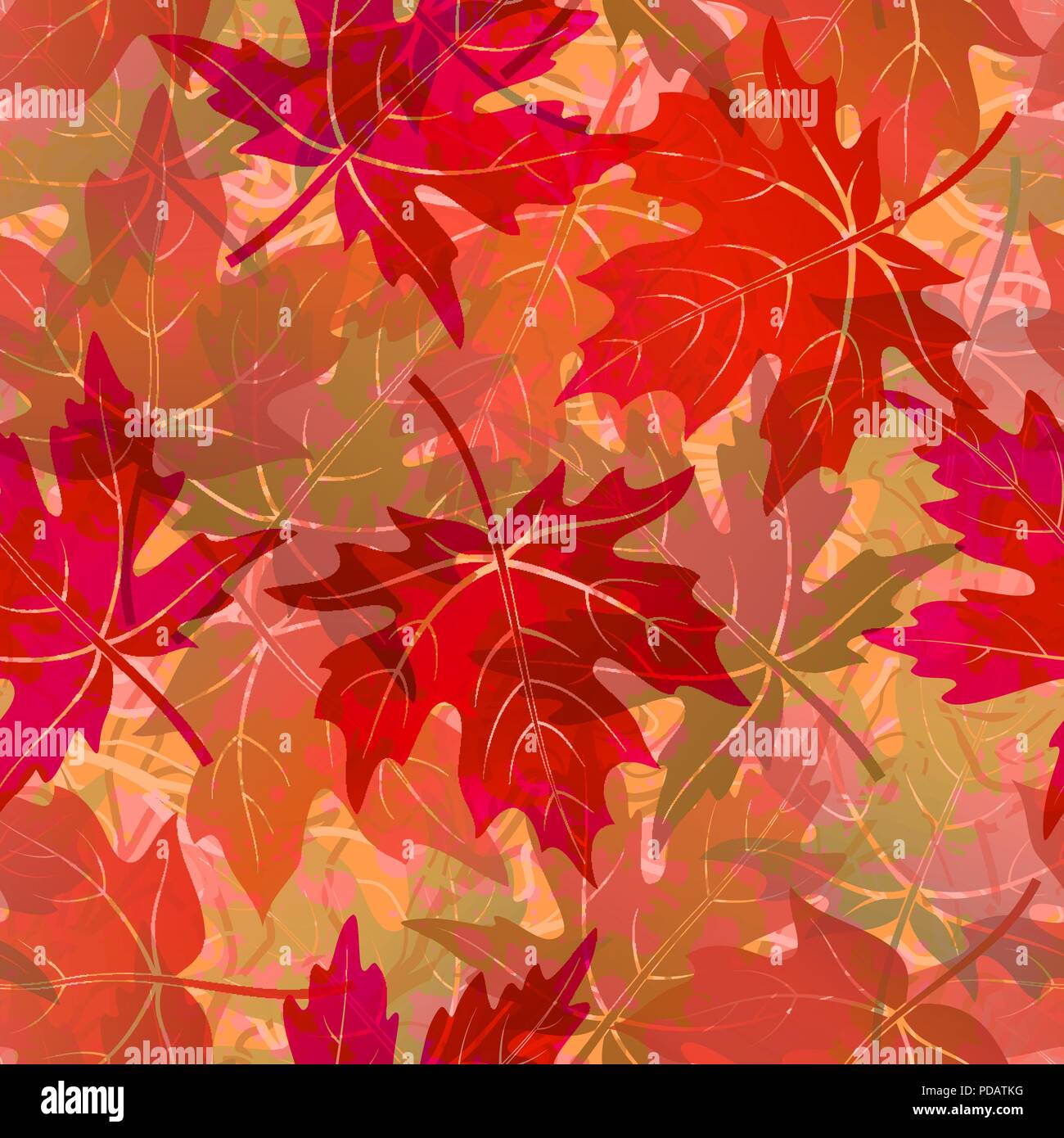 Seamless Background, Tile Pattern of Red Autumn Maple Tree Leaves. Vector Stock Vector