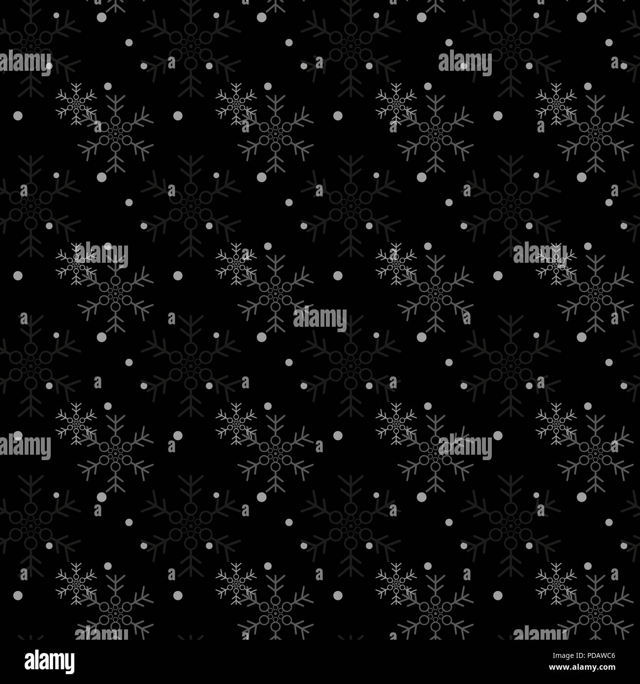 Christmas seamless pattern with snowflakes, vector black background ...