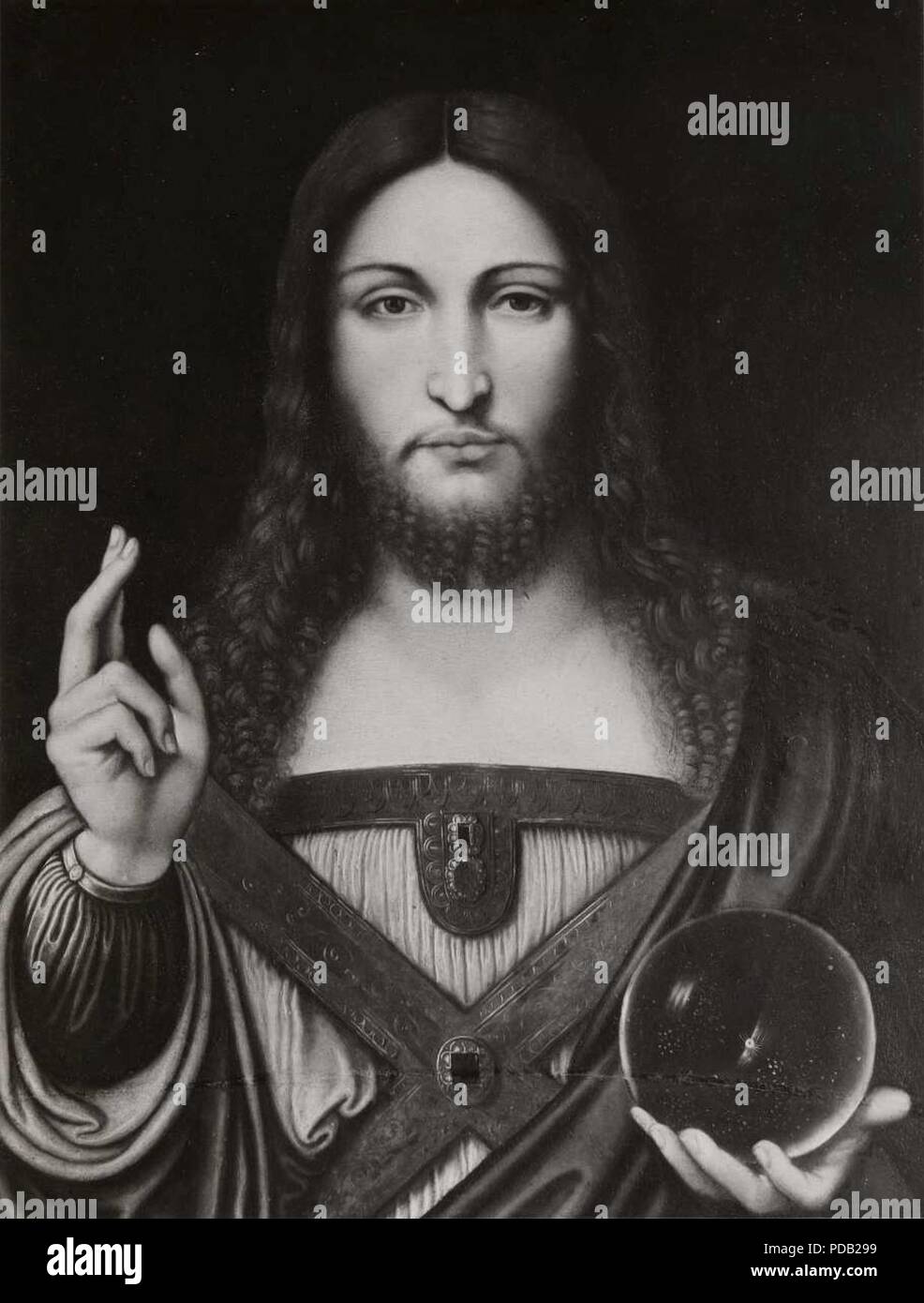 Anonymous, Salvator Mundi (Cristo Redentore benedicente), first half of XVI century, canvas, Stock Photo