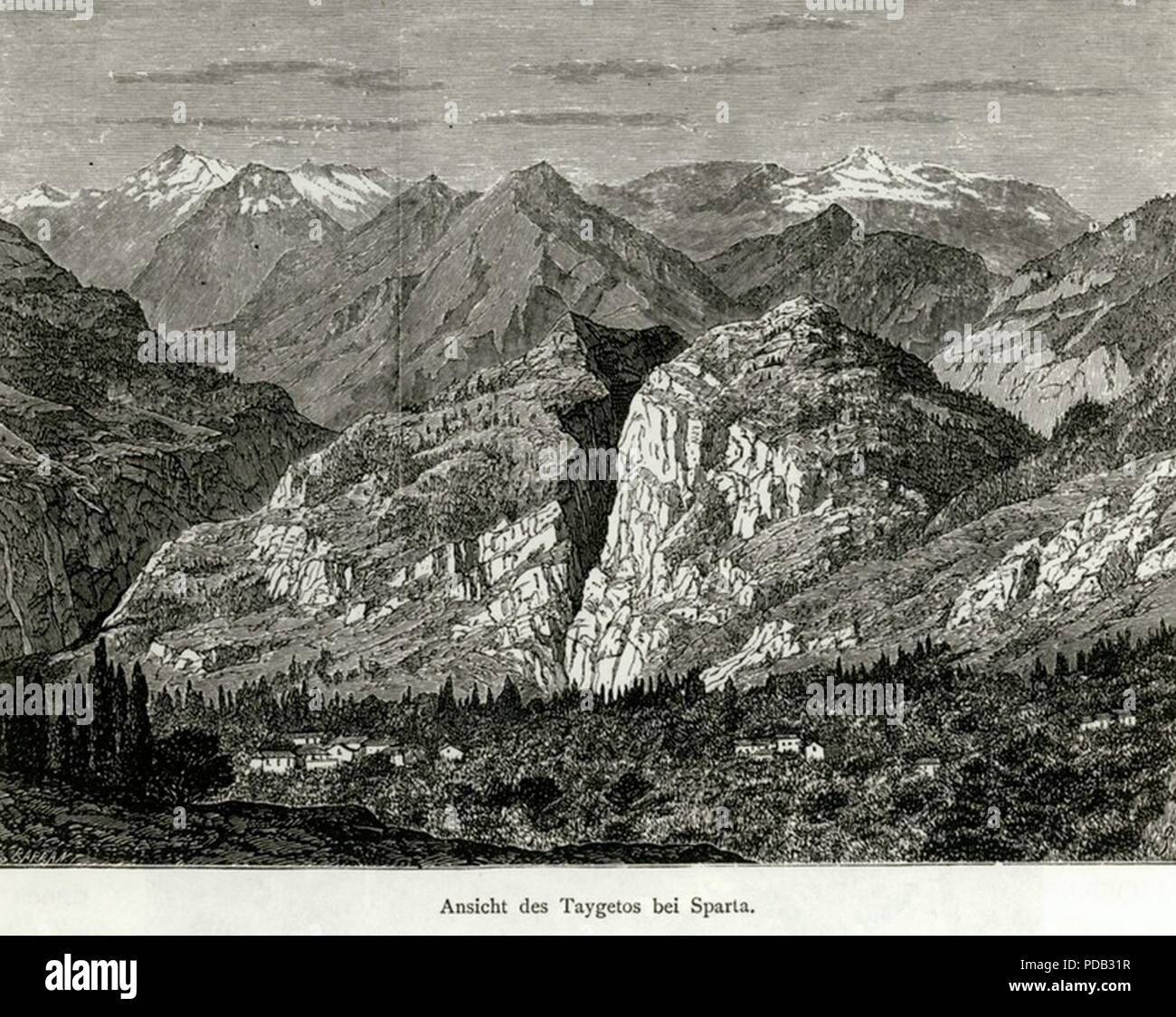 Ansicht des Taygetos bei Sparta - Schweiger Lerchenfeld Amand (freiherr Von) - 1887. Stock Photo