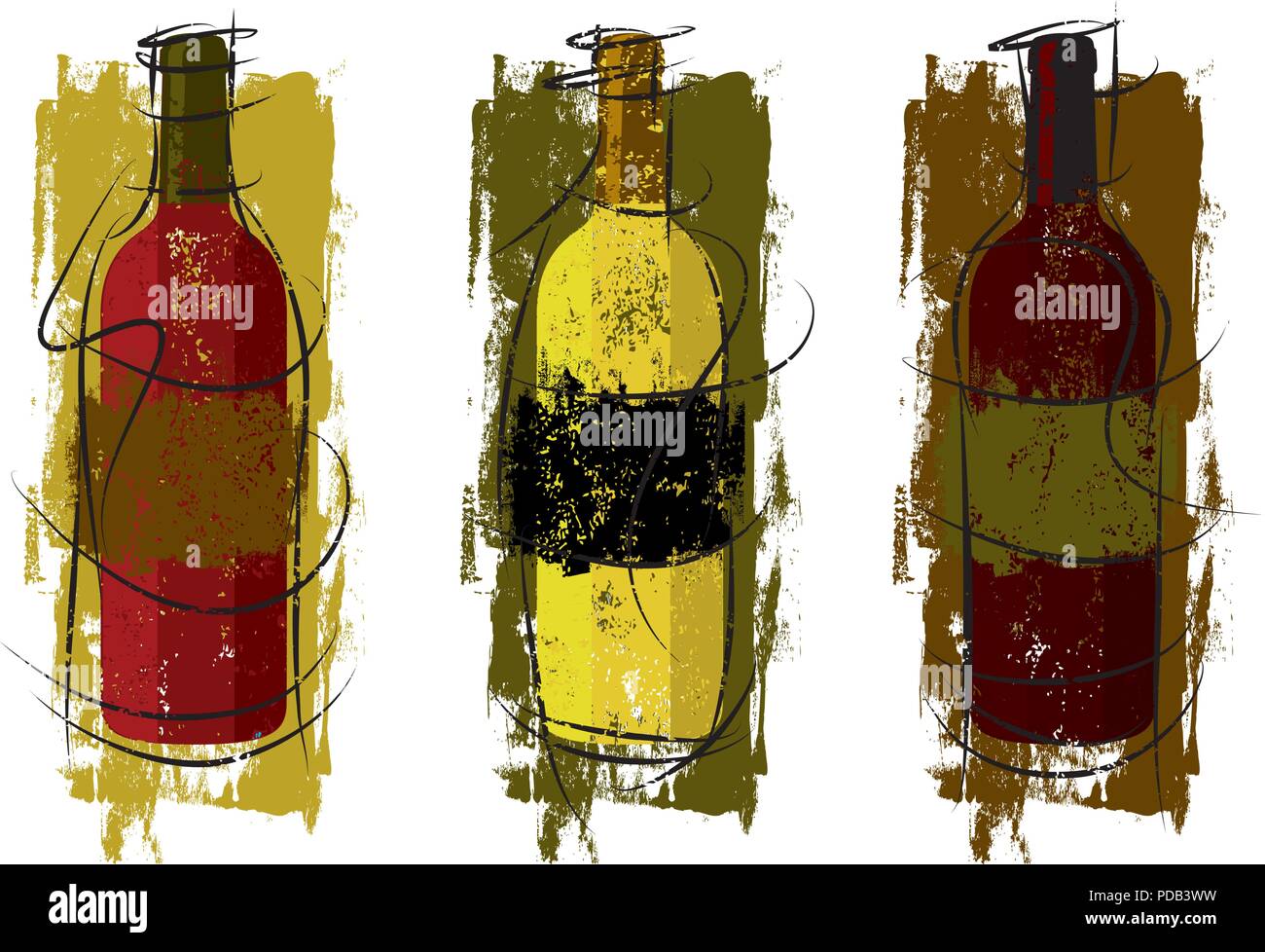 Artist Wine Bottles Stock Vector