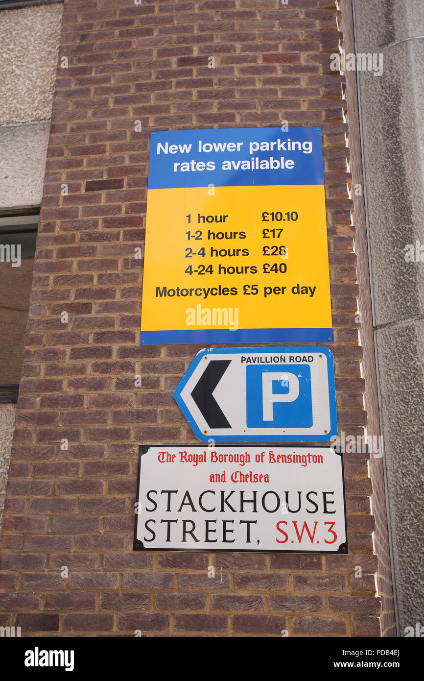 Pavillion Road NCP Car Park on on the corner of Stackhouse Street SW3