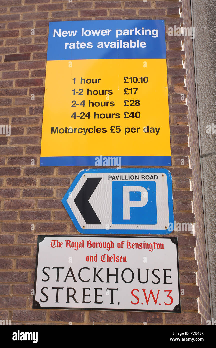 Pavillion Road NCP Car Park on on the corner of Stackhouse Street SW3