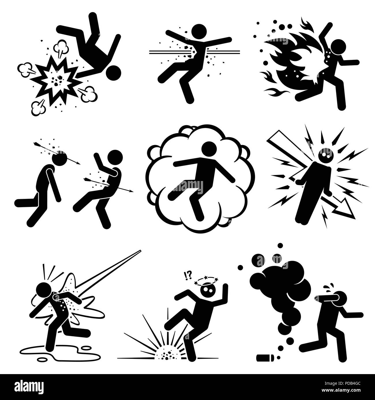 Man killed, shot, and attacked by different type of weapons Stock Vector