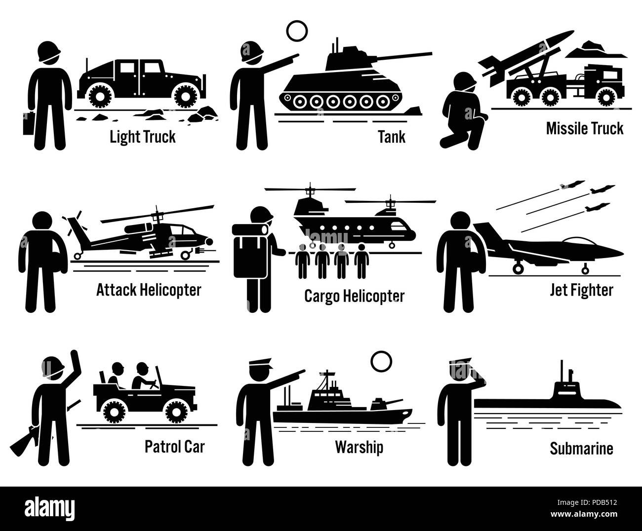 Military Vehicles Army Soldier Transportation Set Stock Vector Image