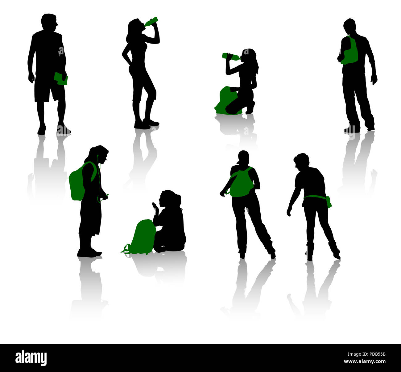 Silhouettes of teenagers. Young men and girls Stock Photo - Alamy
