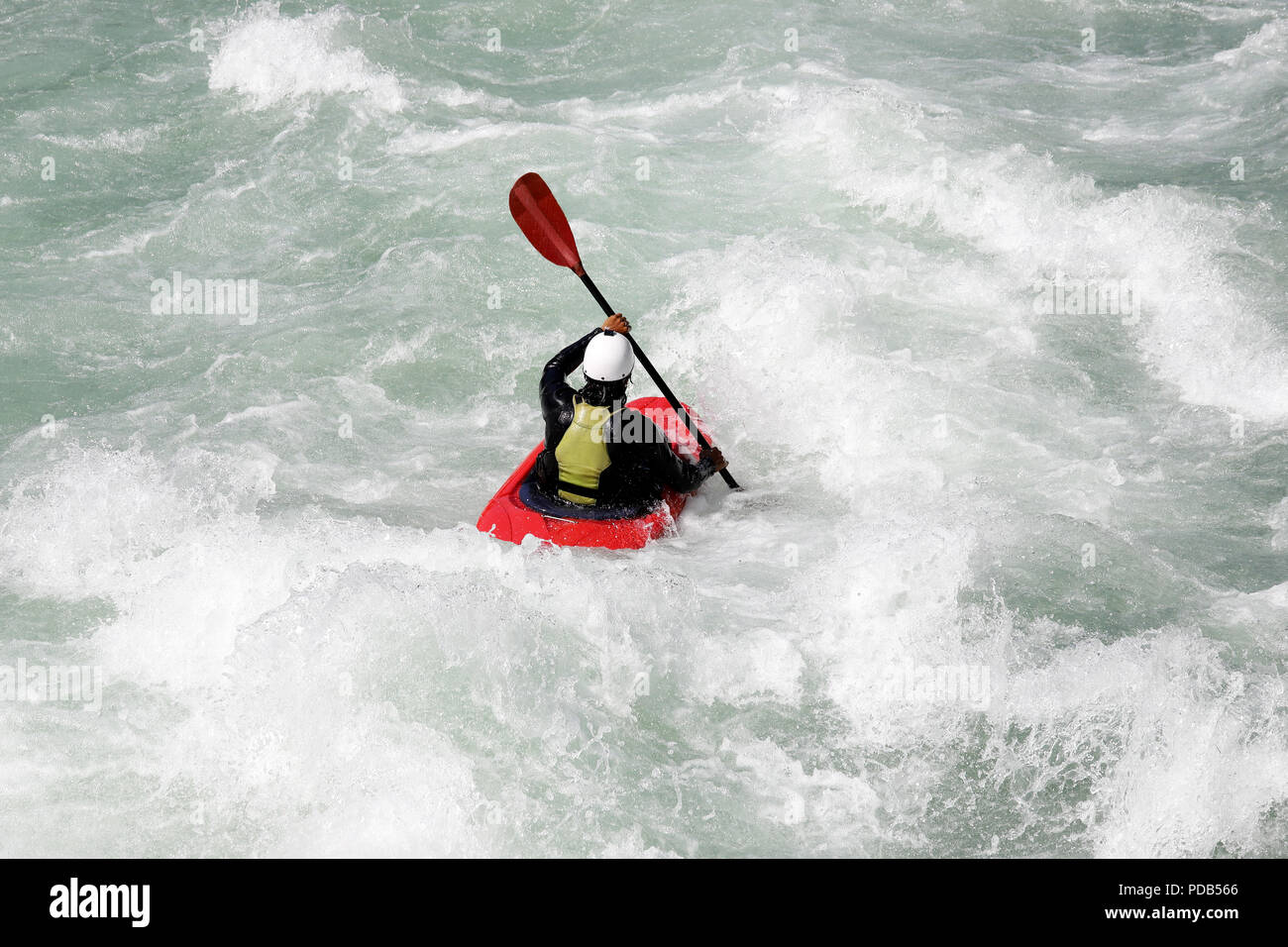 White water kayaking on the rapids of river Yosino in Japan Stock Photo