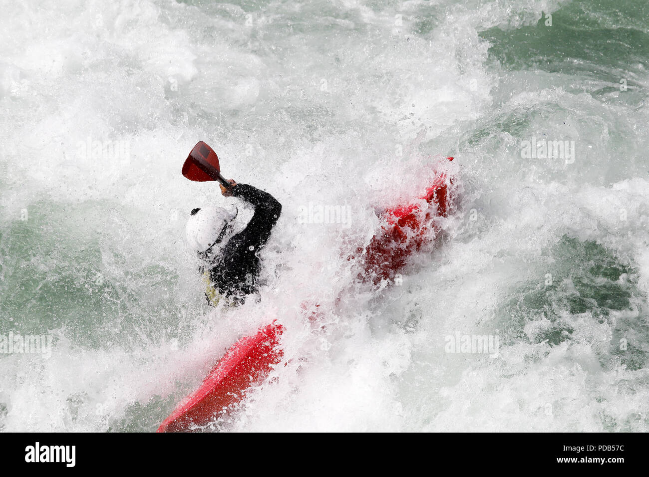 White water kayaking on the rapids of river Yosino in Japan Stock Photo