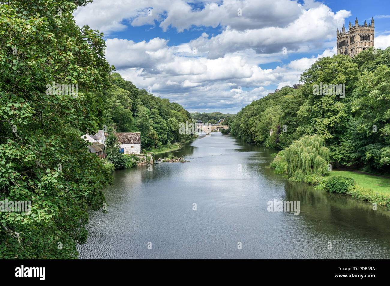 Looking down the River Wear to Durham Cathedral Stock Photo