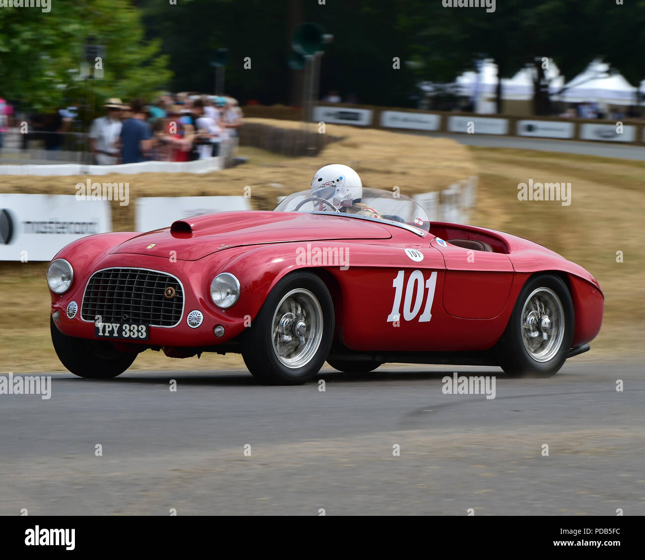 Mrs Sally Mason-Styrron, Ferrari 166 MM Barchetta,early endurance racers, first car up the hill at the intitial meeting, Festival of Speed - The Silve Stock Photo