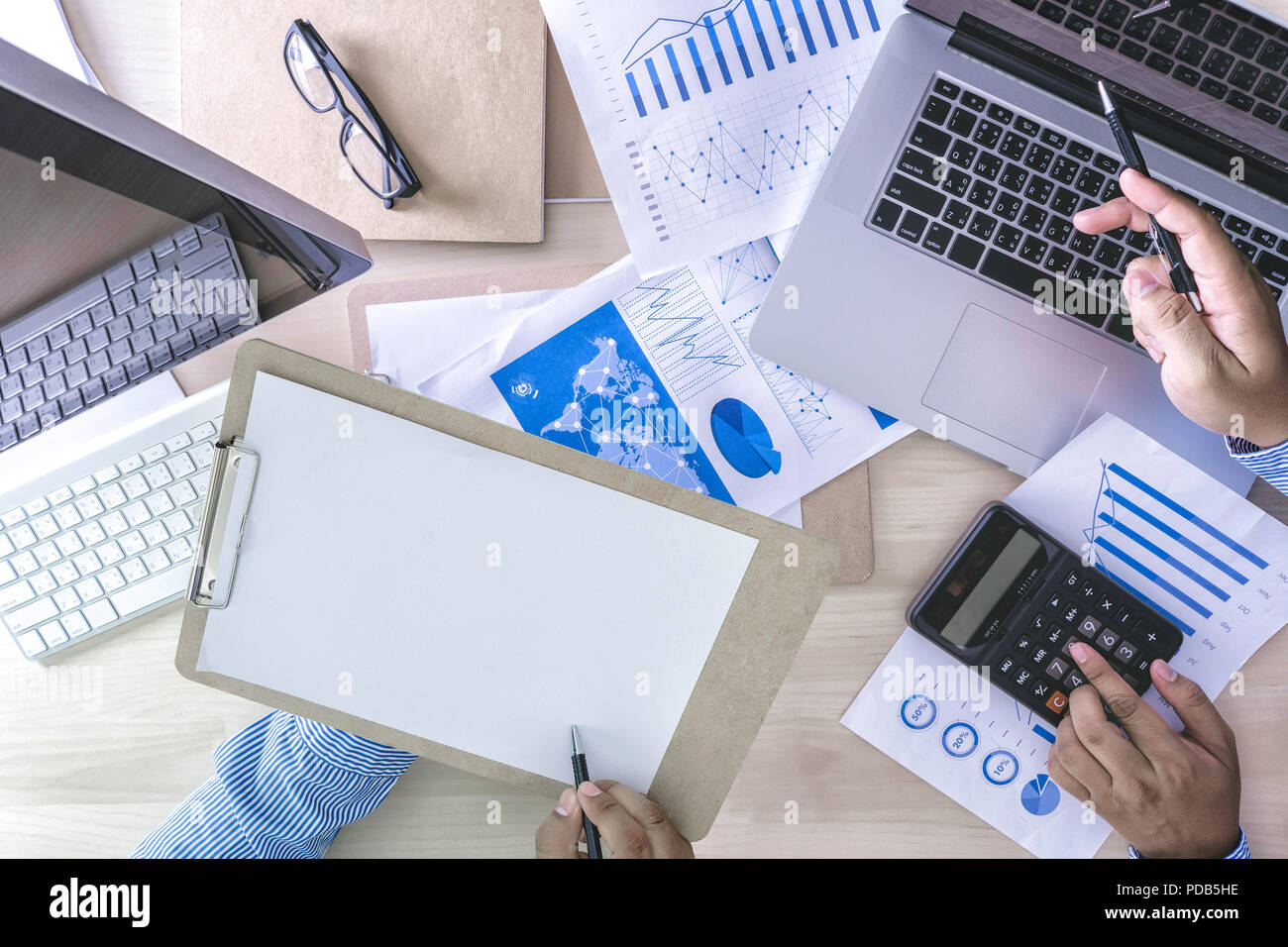 teamwork  reports  accounting concept analyzing  financial Stock Photo