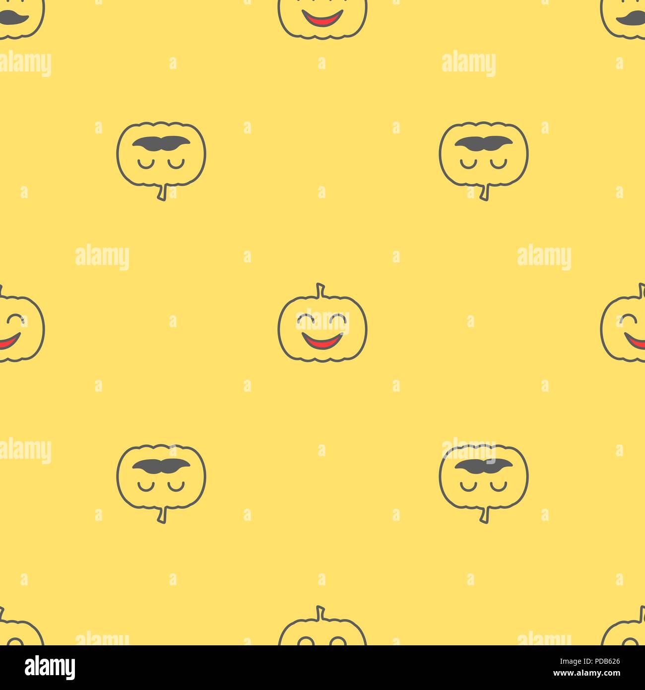 Jack o lantern elements seamless background. Halloween tileable pattern Stock Vector