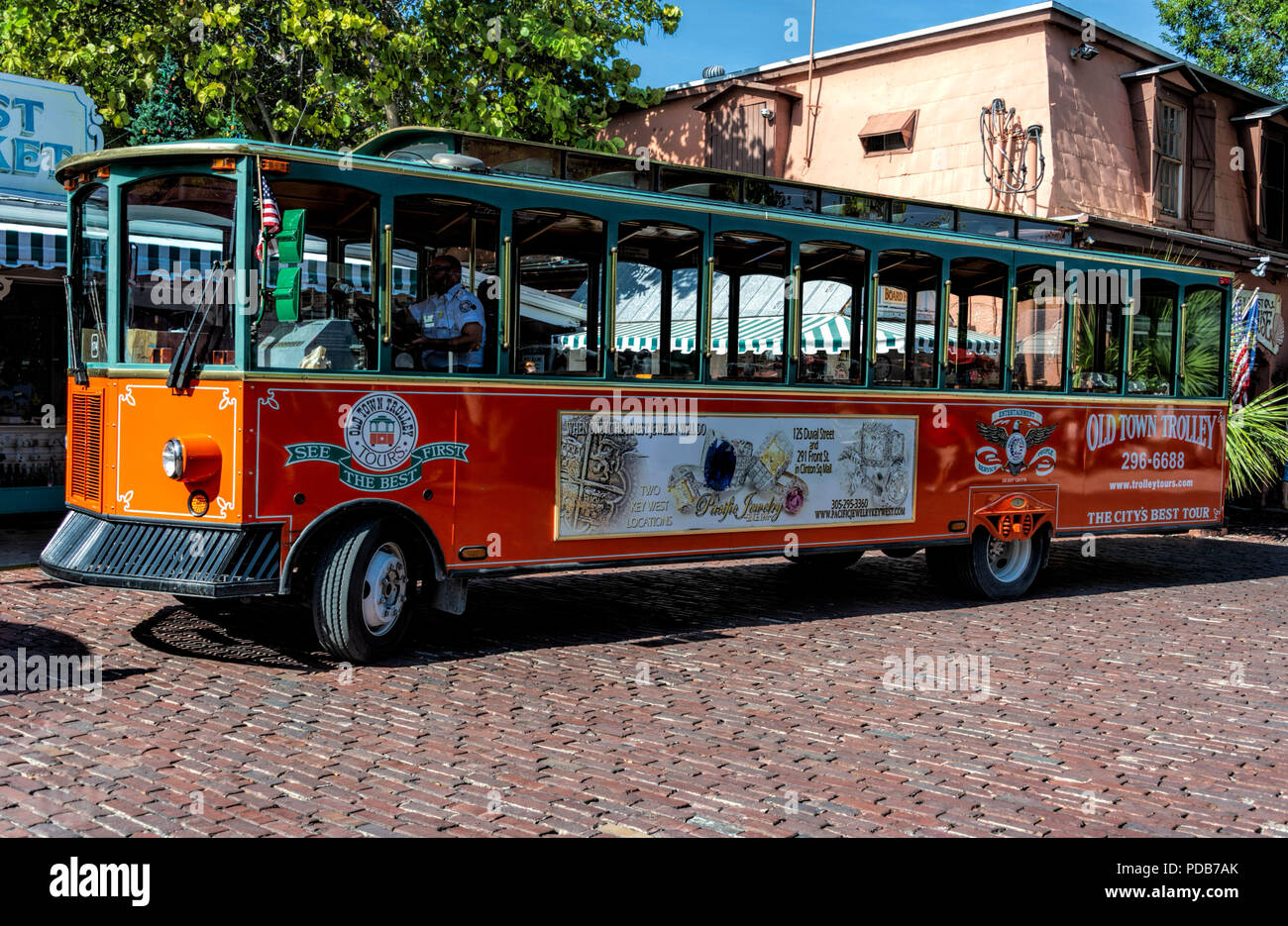 Old Town Trolley Tour Bus Key West Florida USA Stock Photo Alamy