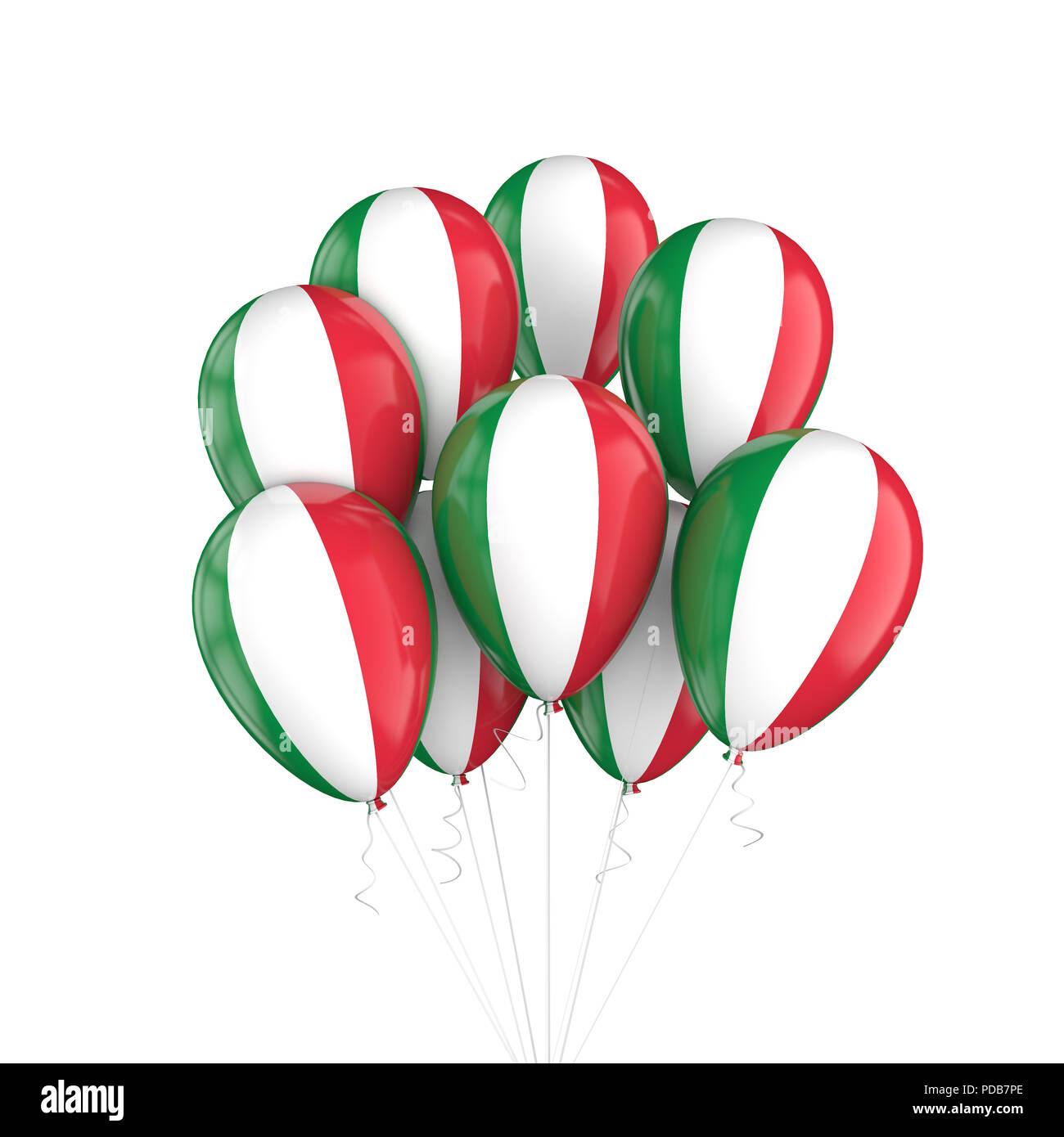 Italy flag bunch of balloons on string. 3D Rendering Stock Photo
