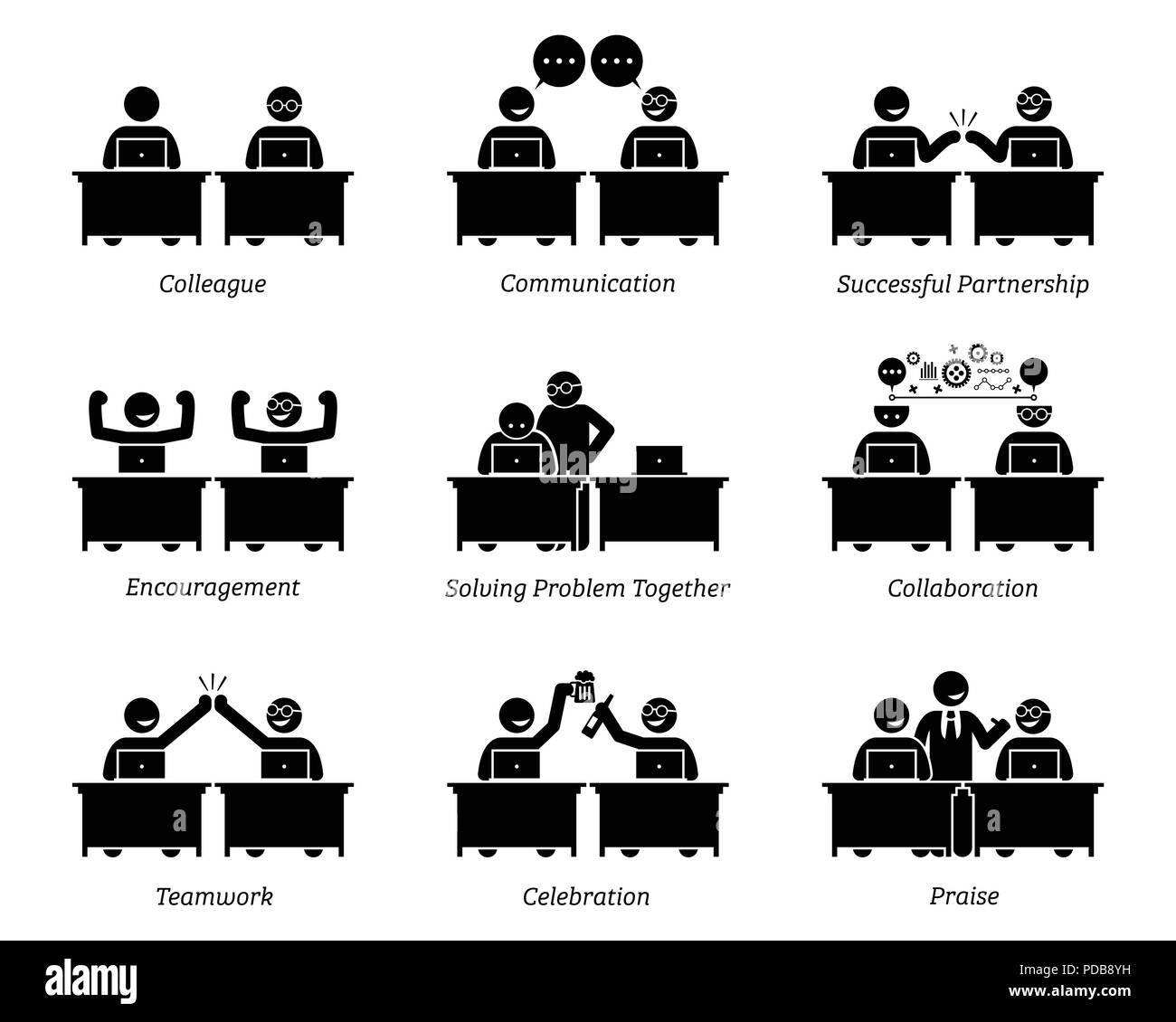 Colleague and business partners working together efficiently in workplace  office. The business team has good communication Stock Vector Image & Art -  Alamy