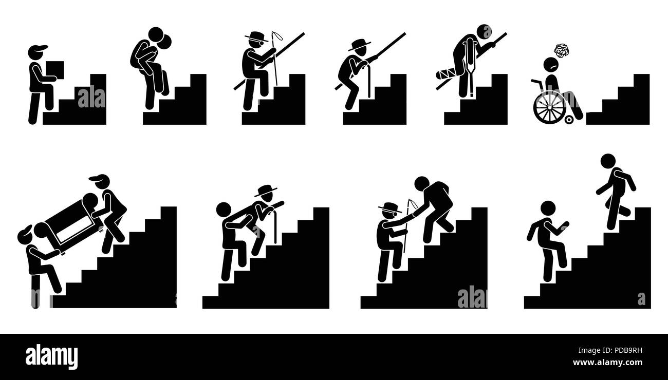 People going up on Staircase or Stairs. Stock Vector