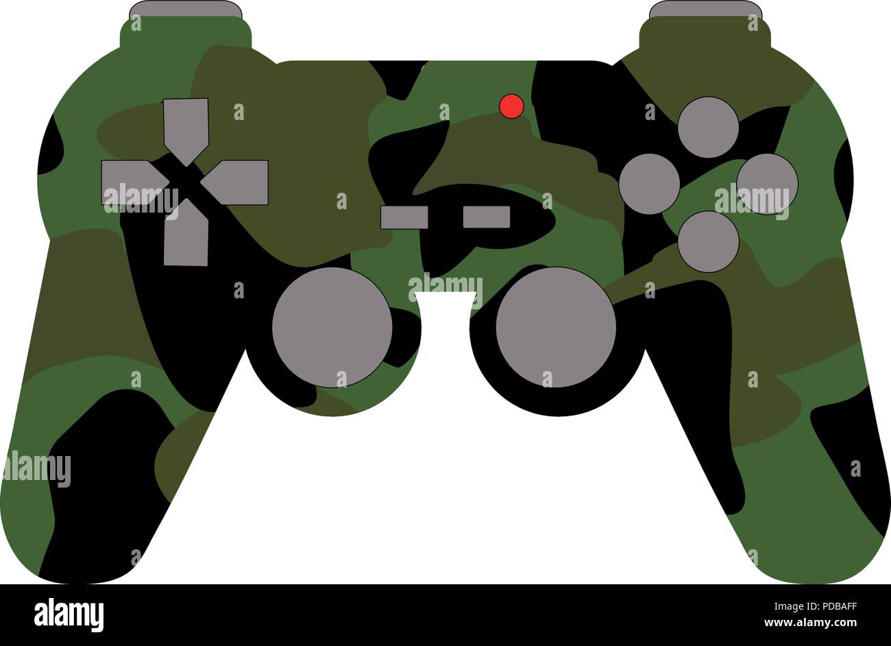 Video game controller with military colors isolated. Gamepad with red