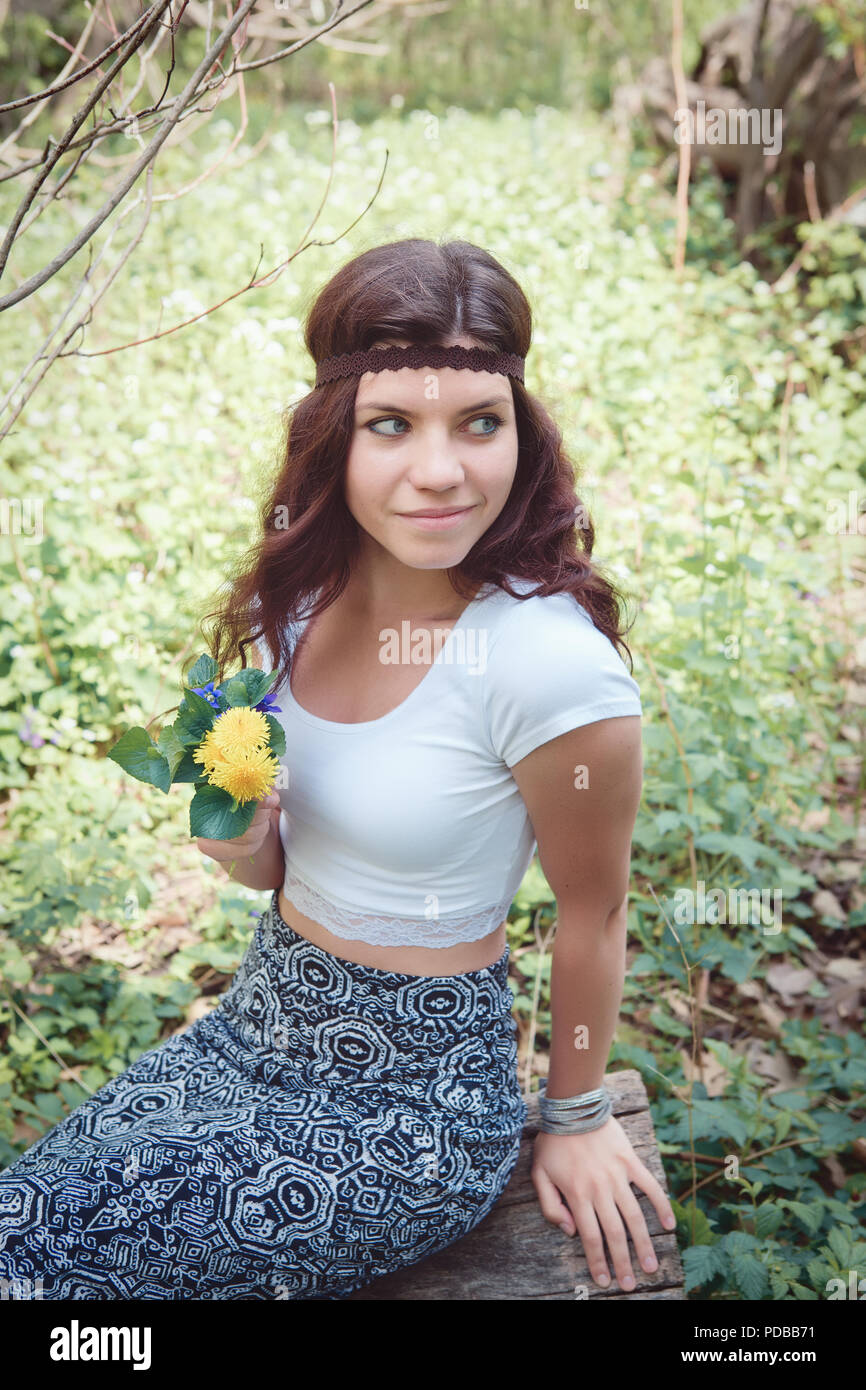 Portrait Of Beautiful White Caucasian Young Woman Girl With