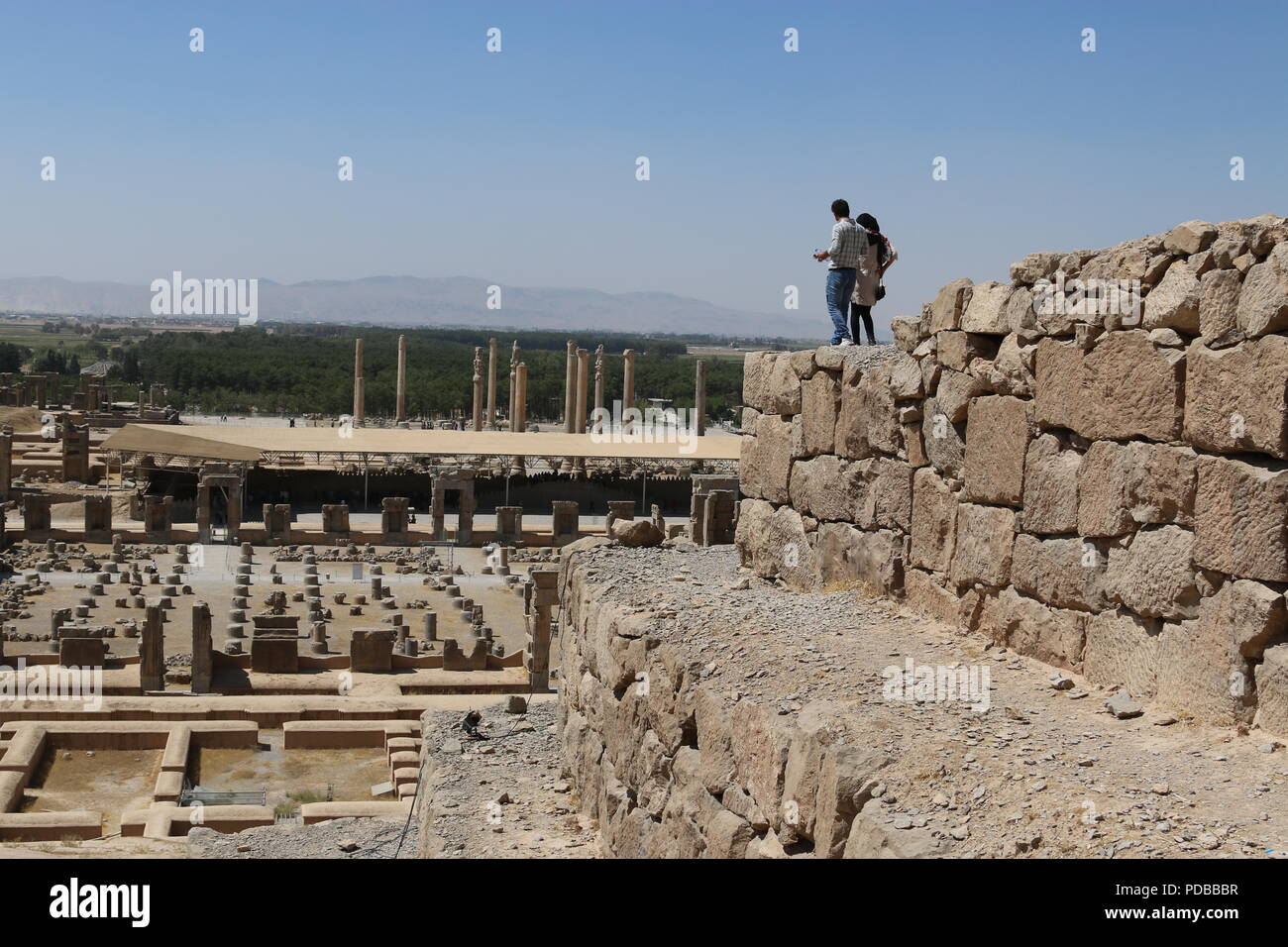 Blick vom Grab des Artaxerxes II auf die Ruinen von Persepolis Iran Stock Photo