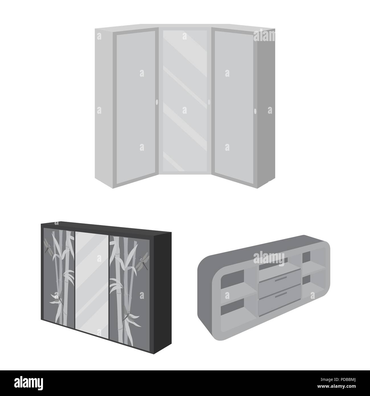 Bedroom furniture monochrome icons in set collection for design. Modern ...