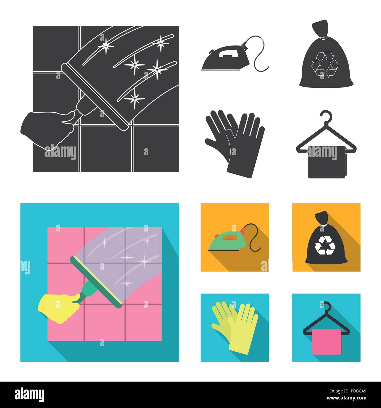 Cleaning and maid black, flat icons in set collection for design ...