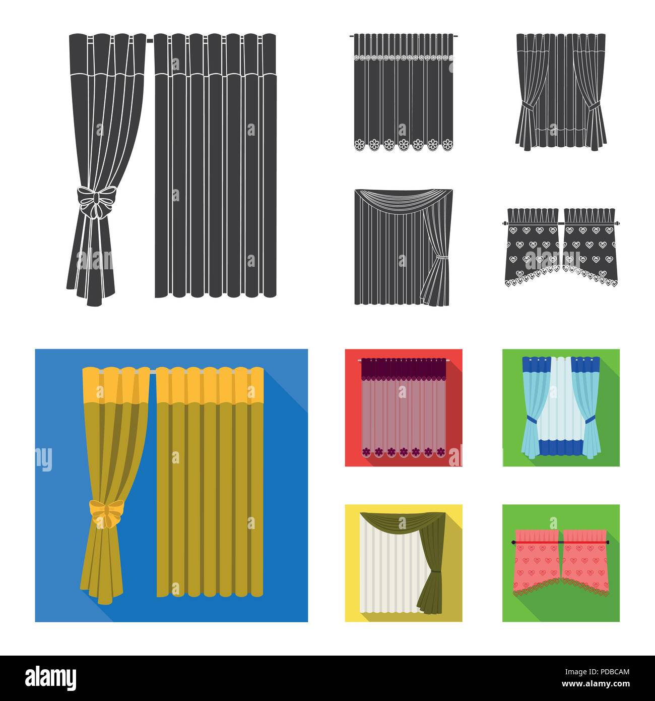 Curtains Drapes Garters And Other Icon In Black Flat Style