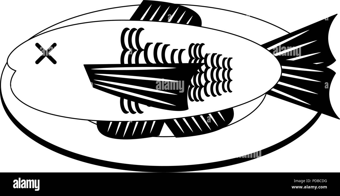 Fish On Dish In Black And White Stock Vector Image Art Alamy