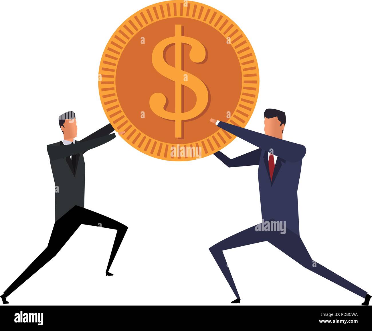 Businessmens holding a coin Stock Vector Image & Art - Alamy