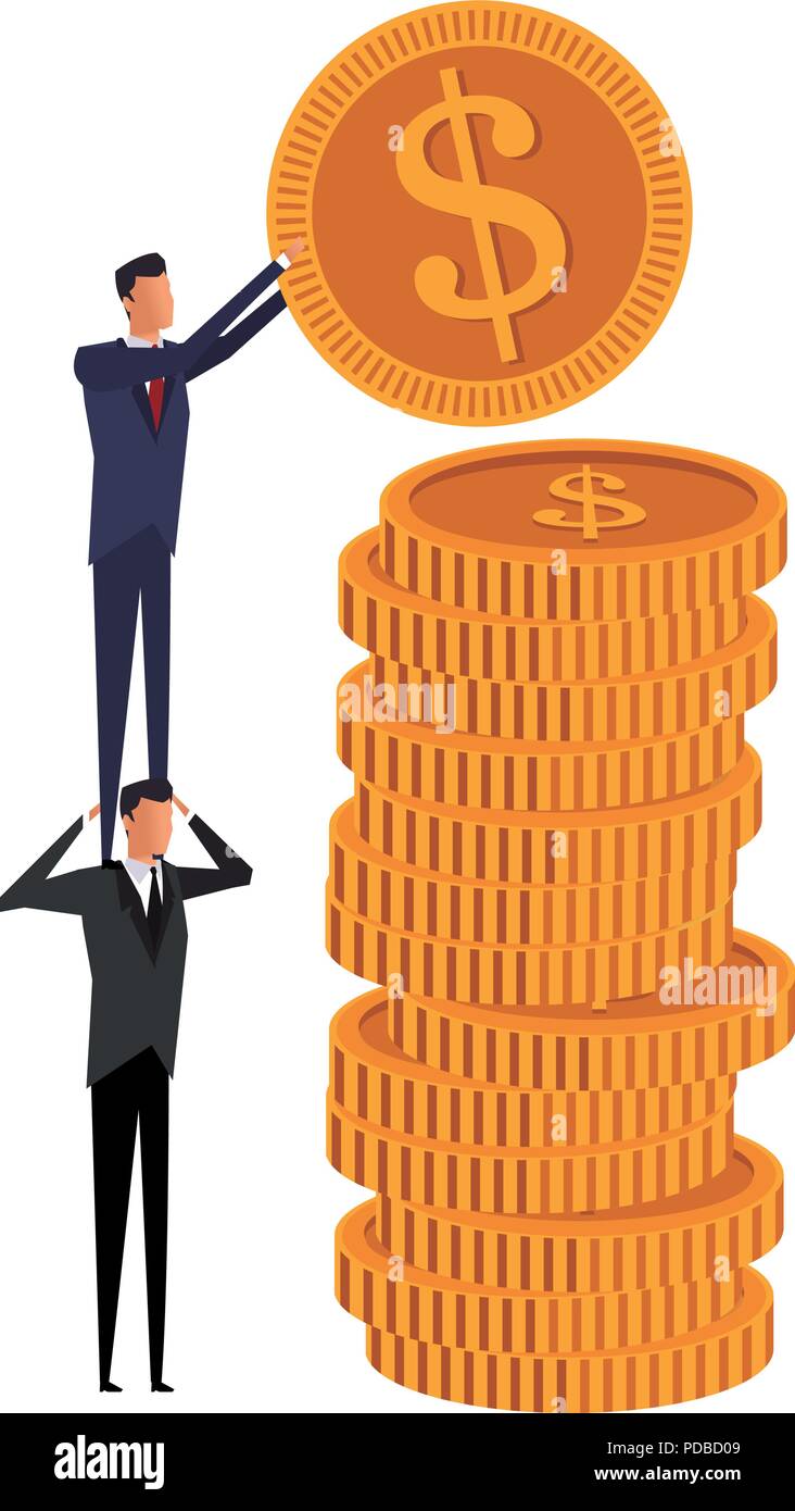 Businessmens with coins stacked Stock Vector Image & Art - Alamy