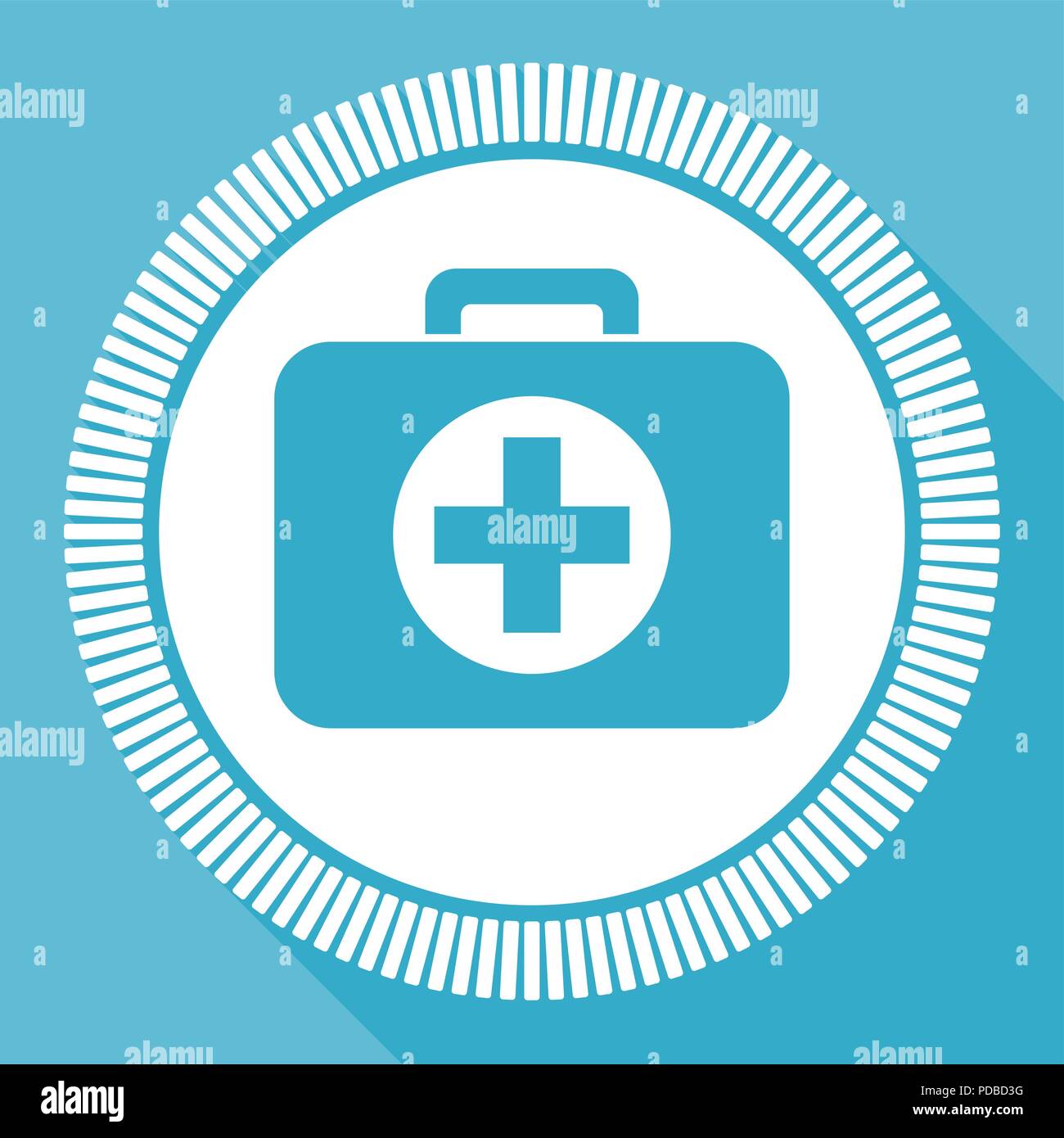 First aid editable flat vector icon, rescue kit square web button, blue ...