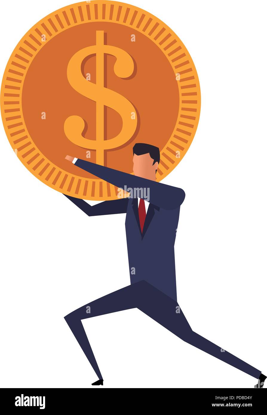 Businessman holding coin on back Stock Vector Image & Art - Alamy