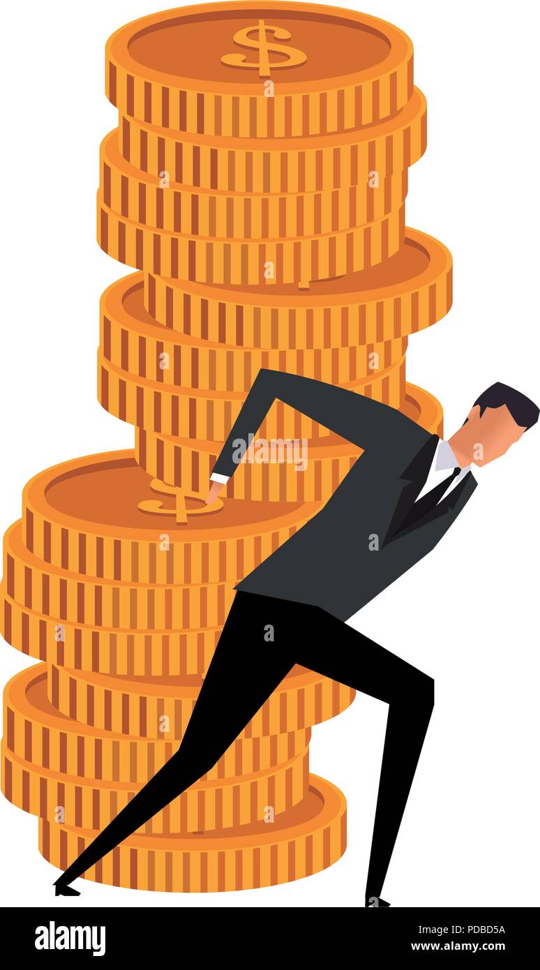 Businessman holding coins on back Stock Vector Image & Art - Alamy