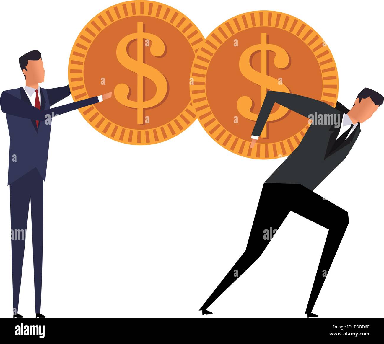 Businessmens holding coins on back Stock Vector Image & Art - Alamy