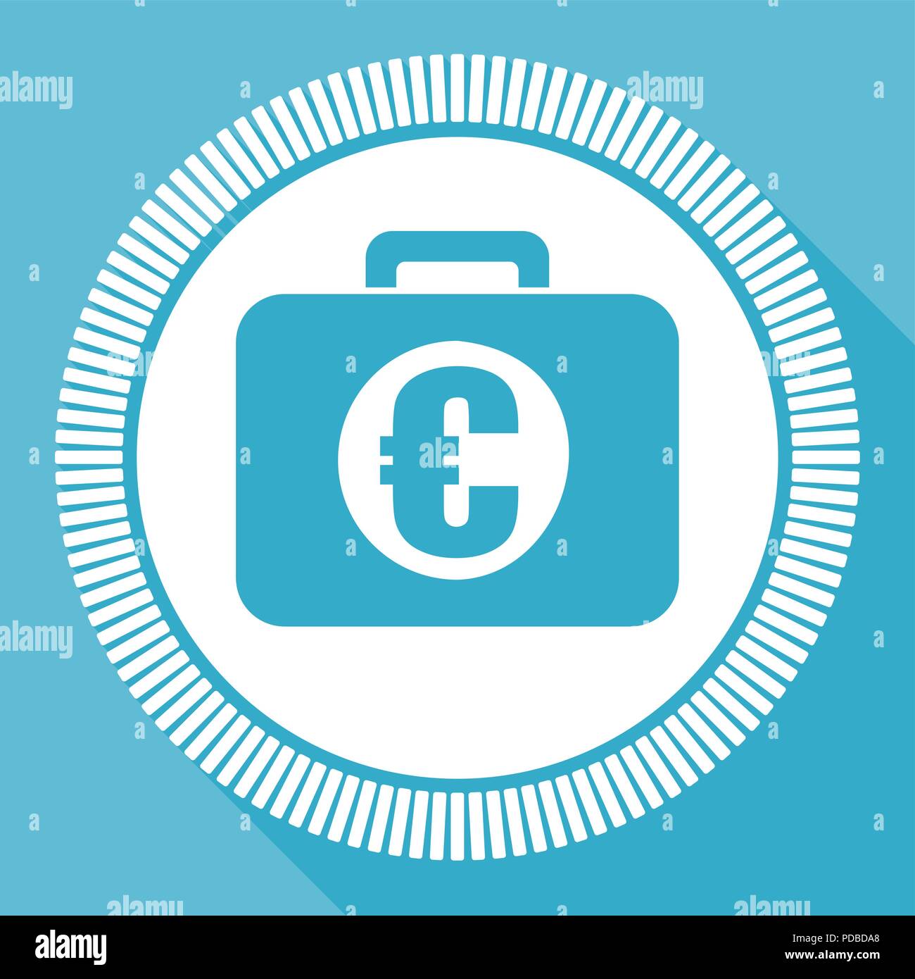 Financial editable flat vector icon, business square web button, blue ...