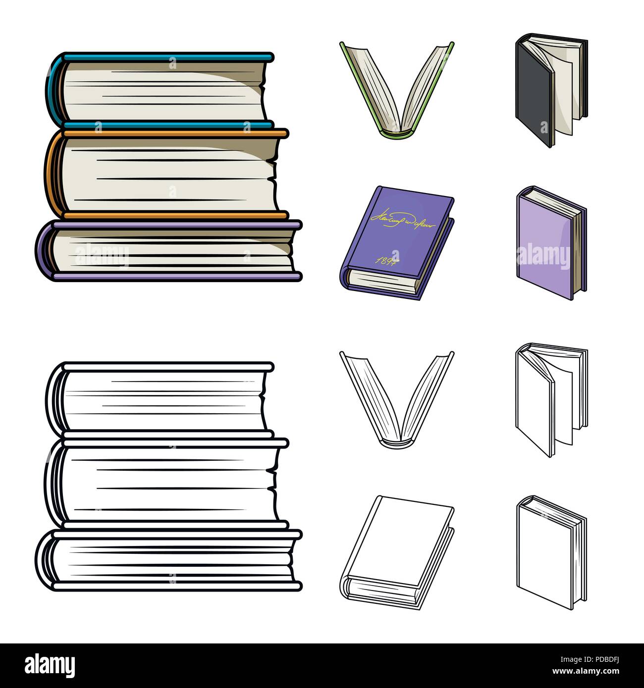 Various kinds of books. Books set collection icons in cartoon,outline ...