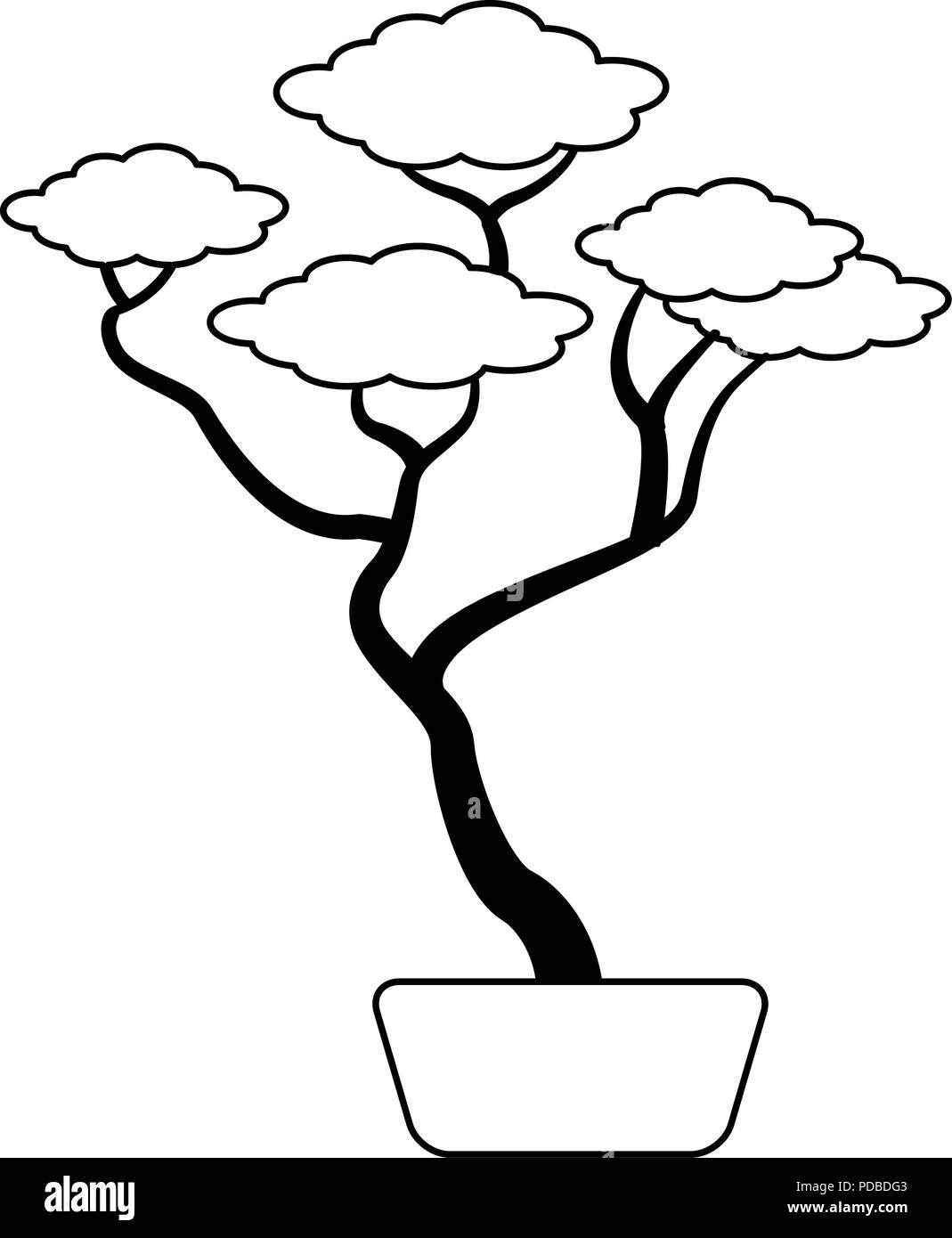 Bonsai in pot in black and white Stock Vector Image & Art - Alamy